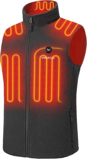 Venustas Men's Fleece Heated Vest with Battery, Lightweight Insulated Electric Vest