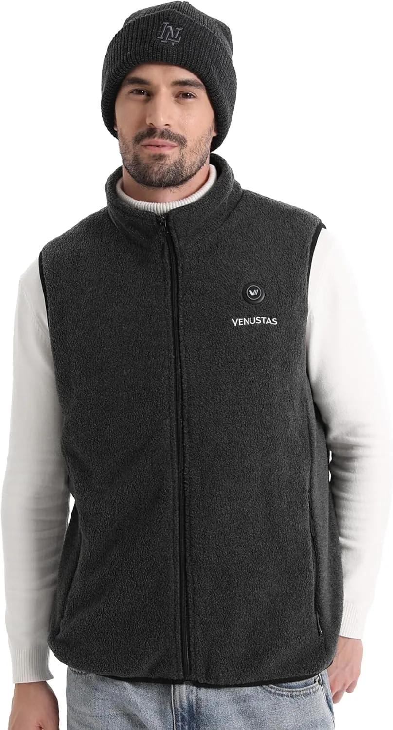 Venustas Men's Fleece Heated Vest with Battery, Lightweight Insulated Electric Vest