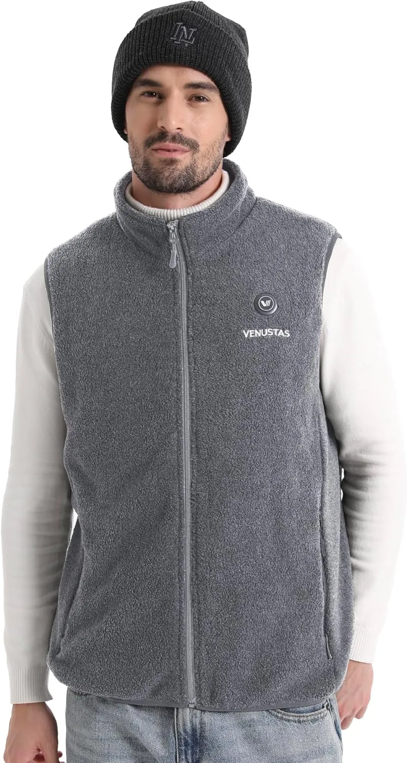 Venustas Men's Fleece Heated Vest with Battery, Lightweight Insulated Electric Vest