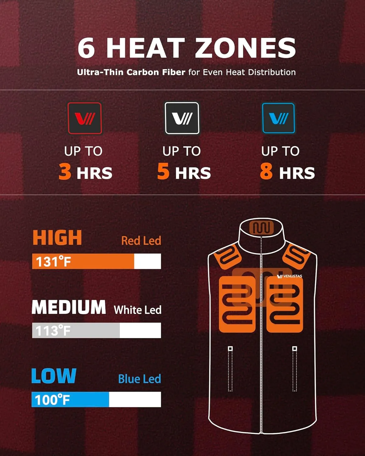 Venustas Men's Fleece Heated Vest with Battery, Lightweight Insulated Electric Vest