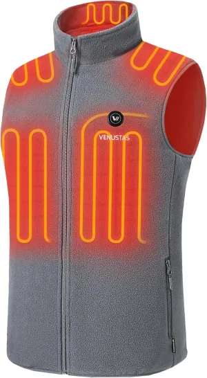 Venustas Men's Fleece Heated Vest with Battery, Lightweight Insulated Electric Vest