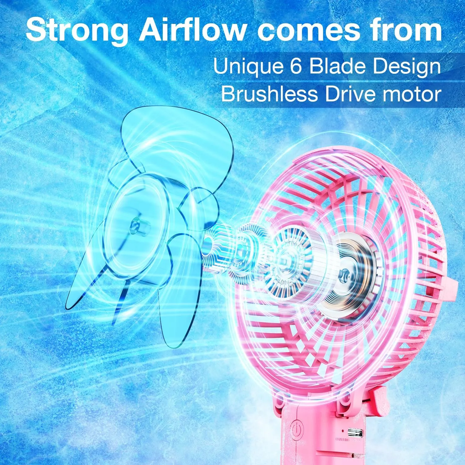 VersionTECH. Portable Handheld Fan, Powerful Durable 4000mAh 180° Foldable, Mini Table Fans with USB Rechargeable Battery Operated Cooling Accessories for Personal Use, Travel, Office Pink