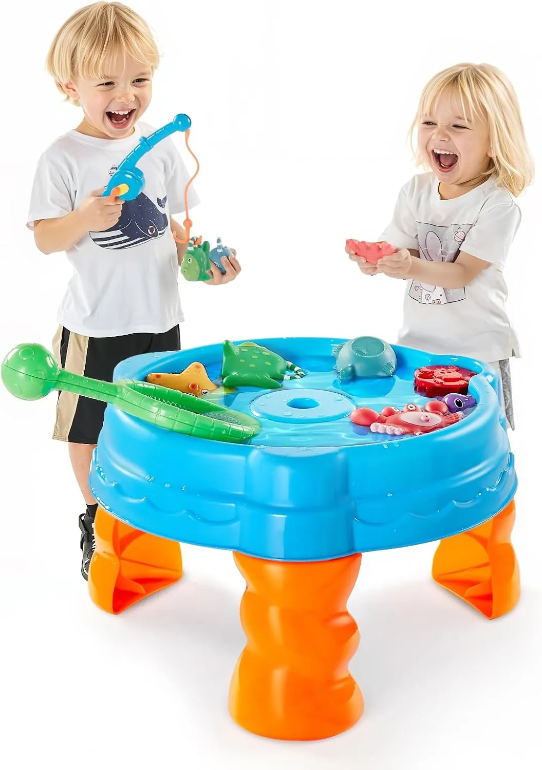 VEVOR Water Table for Toddlers, Kids Activity Sensory Table, Fish 'n Splash Water Playset with 9PCS Toy Accessories, Summer Water Activity Table with Fishing Game Set for 3  Years Boys Girls