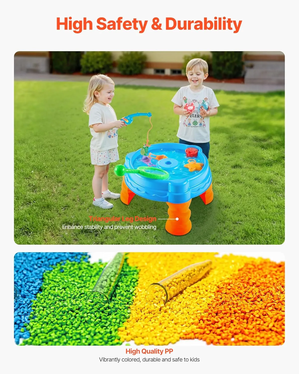 VEVOR Water Table for Toddlers, Kids Activity Sensory Table, Fish 'n Splash Water Playset with 9PCS Toy Accessories, Summer Water Activity Table with Fishing Game Set for 3  Years Boys Girls