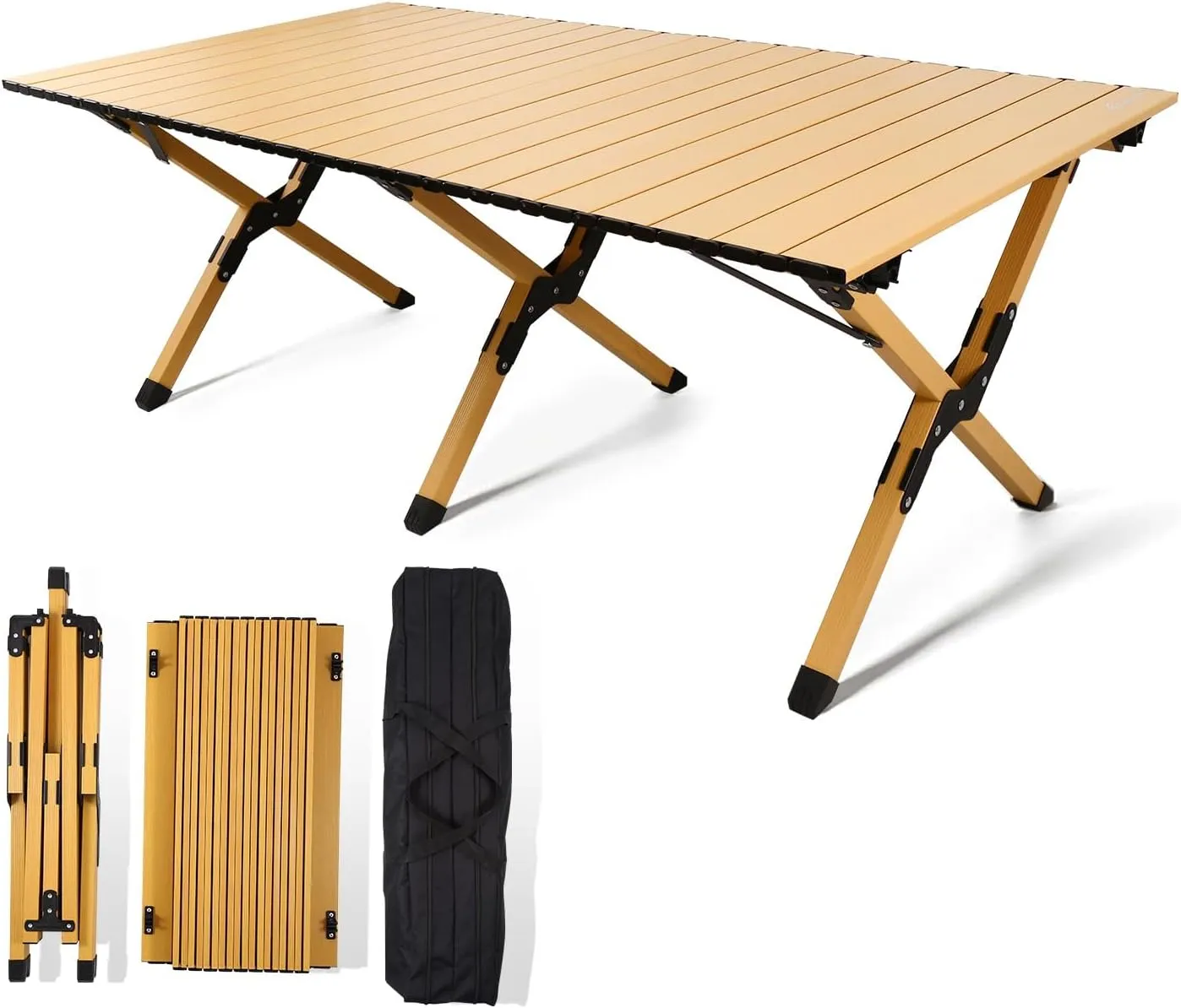 VIC Folding Camping Table, Lightweight Roll-Up Table Aluminum Low Portable Picnic Table with Easy Carrying Bag for Outdoor, Beach, Picnic, Backyards, BBQ and Party, 47" L x 22.8" W x 17" H