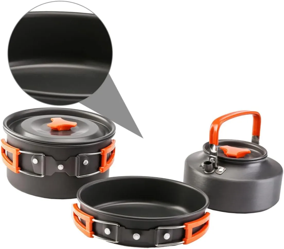 VICASKY 1 Set Outdoor Camping Cookware for People Lightweight Alloy Cooking Pots Portable Cutlery for Picnic and Backpacking Essential Camping Gear