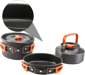 VICASKY 1 Set Outdoor Camping Cookware for People Lightweight Alloy Cooking Pots Portable Cutlery for Picnic and Backpacking Essential Camping Gear