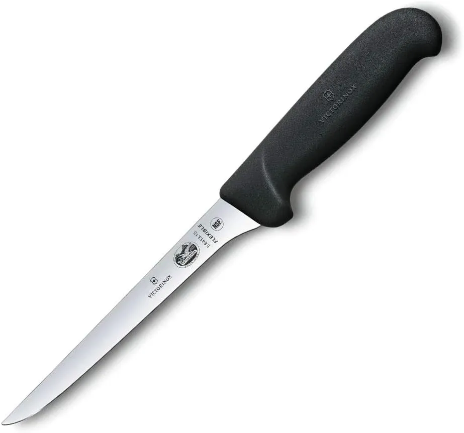 Victorinox Swiss Army Cutlery Fibrox Pro Boning Knife, Flexible Blade, 6-Inch, Black