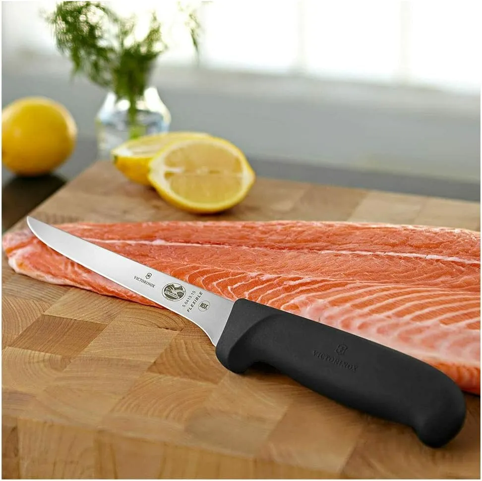 Victorinox Swiss Army Cutlery Fibrox Pro Boning Knife, Flexible Blade, 6-Inch, Black