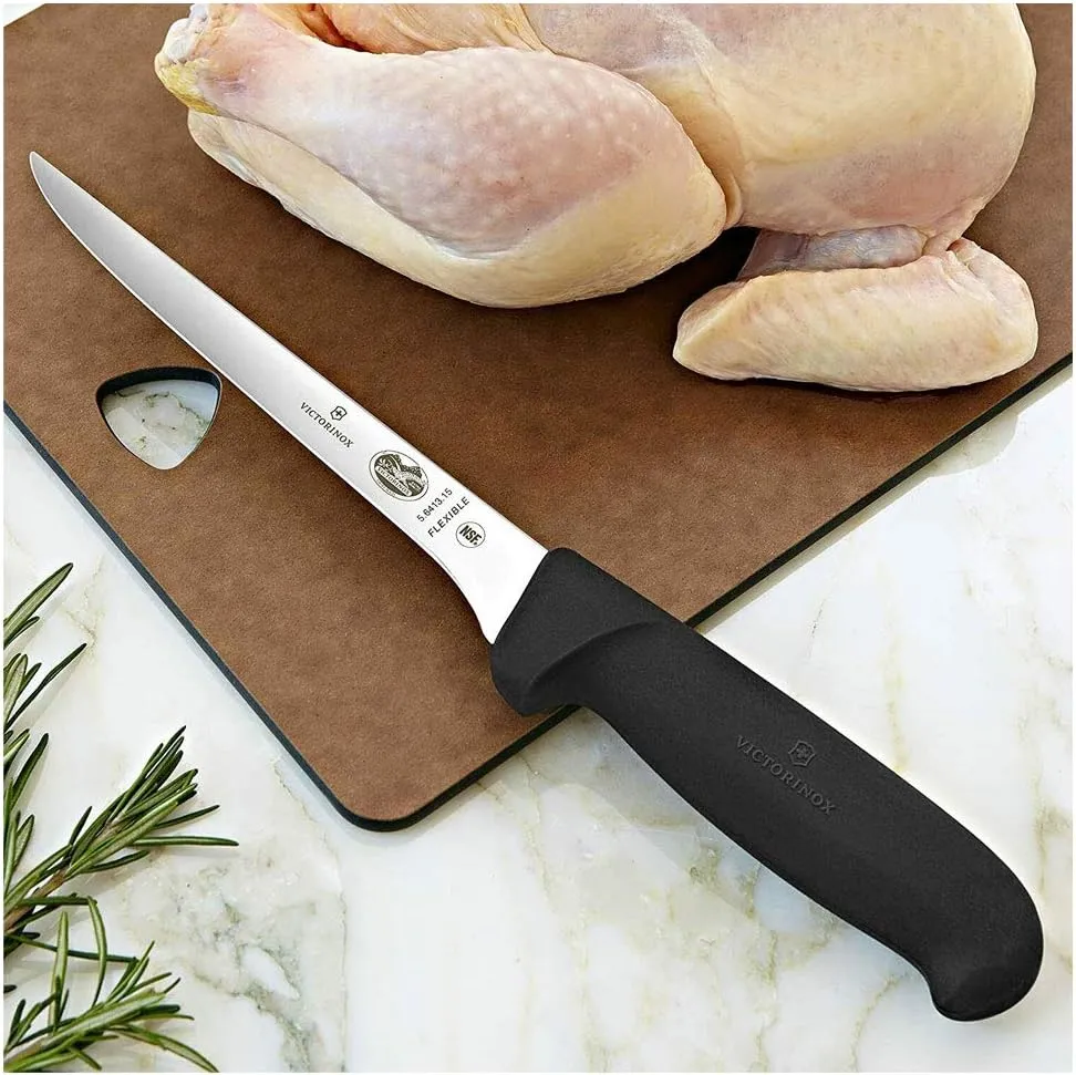 Victorinox Swiss Army Cutlery Fibrox Pro Boning Knife, Flexible Blade, 6-Inch, Black