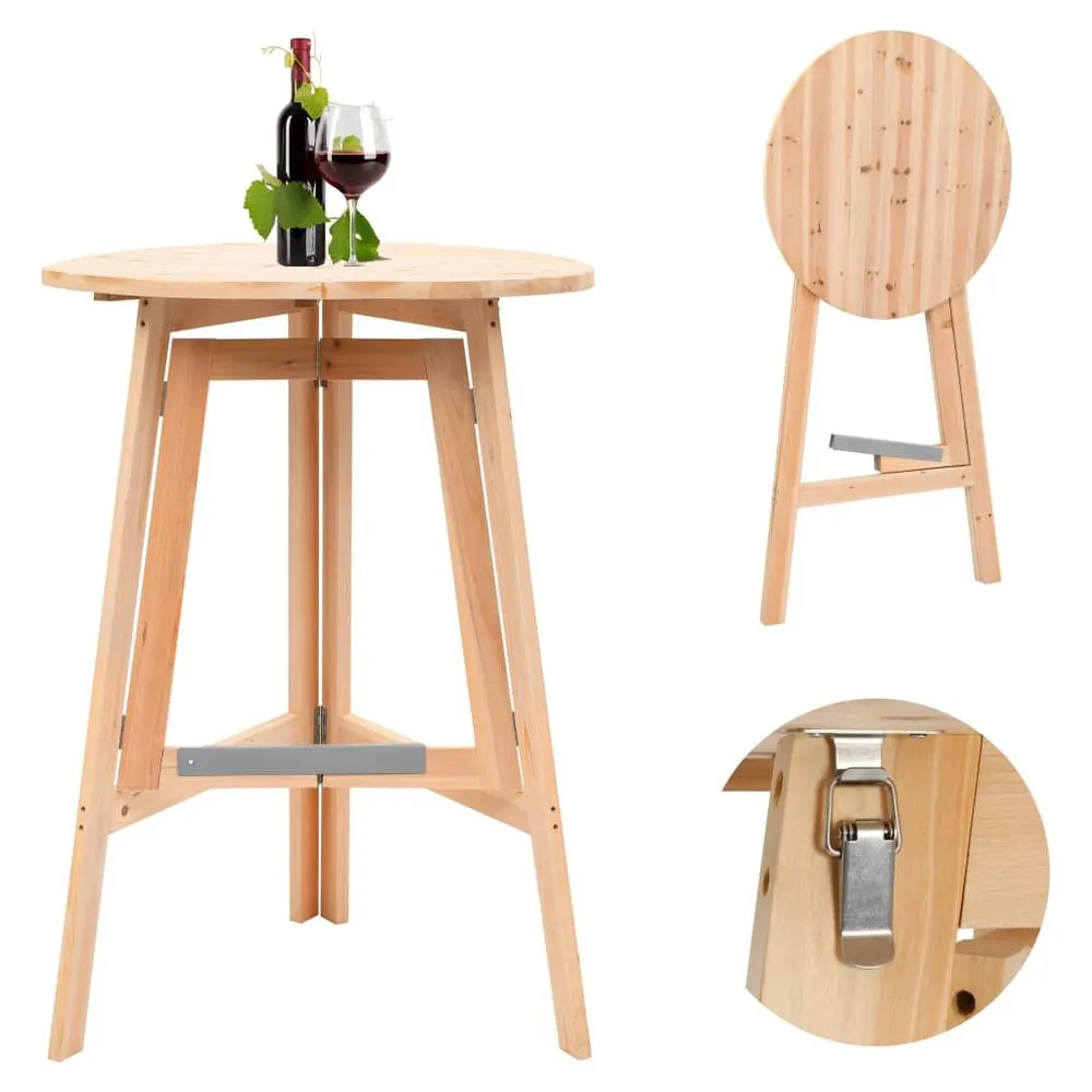 vidaXL Foldable Bar Table 30.7'' Fir Wood, 45532