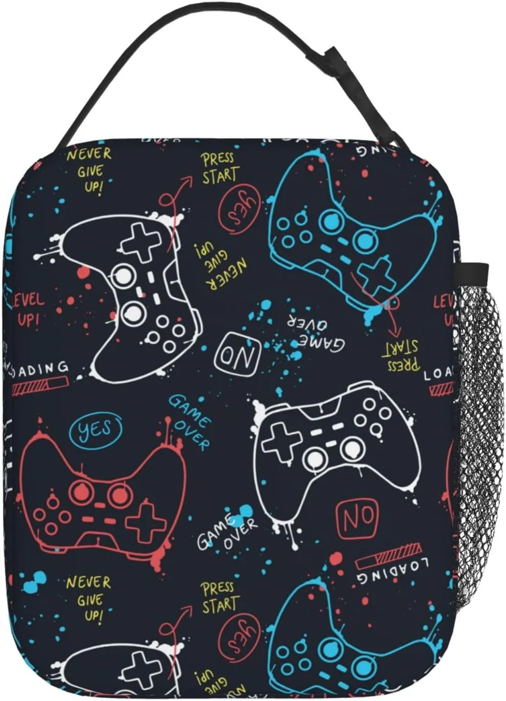 Video Game Controller Reusable Lunch Box Food Bag Insulated Lunch Bag for Teenage Boys Girls School Beach