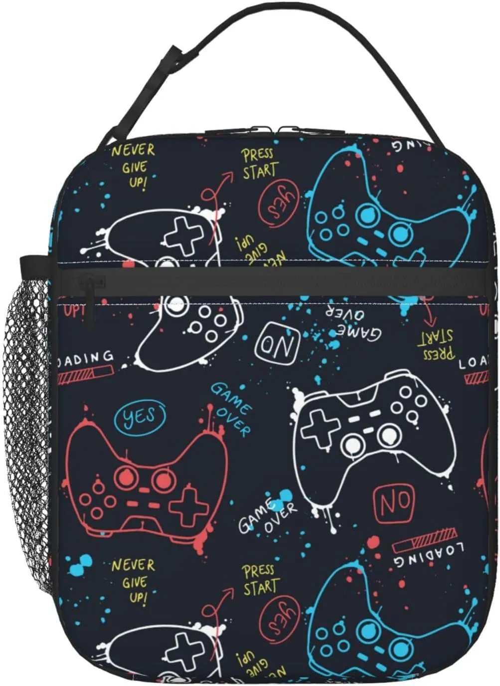 Video Game Controller Reusable Lunch Box Food Bag Insulated Lunch Bag for Teenage Boys Girls School Beach