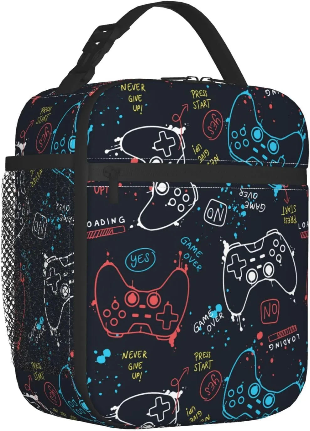 Video Game Controller Reusable Lunch Box Food Bag Insulated Lunch Bag for Teenage Boys Girls School Beach