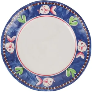 Vietri Melamine Campagna Pesce Dinner Plate Durable Lightweight Unbreakable Melamine Dinnerware - 10 Inch Blue
