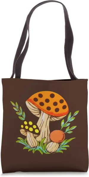 Vintage Merry Mushrooms, 70s Retro Kitchen Tote Bag