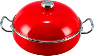 VITA 5-Quart Casserole Dish for Baking (Red) with Lid - Oven Safe up to 500 ℉ (Enamel on Steel) – For All Stove Tops & Dishwasher Safe – Large Bakeware that’s Non Stick & Scratch Resistant