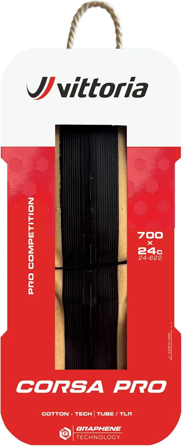 Vittoria Corsa Pro Graphene 2.0 - Performance Road Bike Tire - Foldable TLR Bicycle Tire - Black