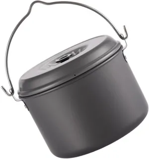 VOSAREA 1Pc Portable Camping Pot Lightweight Non Stick Cookware with Folding Handle for for Hiking Backpacking Picnics and Outdoor Cooking