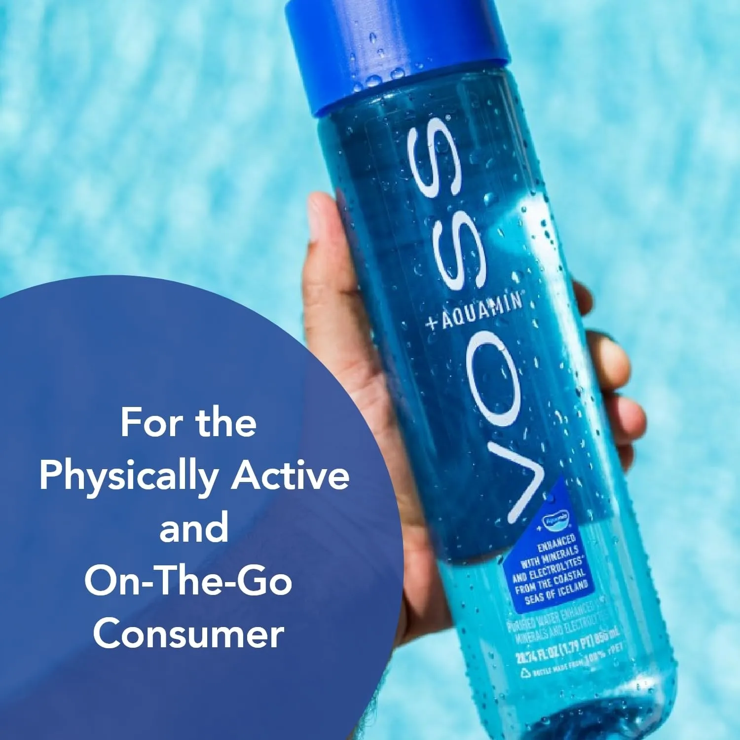 VOSS  Aquamin Enhanced Water - Pack of 12 Bottles, 850ml Each - Purified Hydrating Water - 74 Trace Minerals & Electrolytes - Perfect for Active Lifestyles, at the Gym & on Hot Days - Recycled PET Bottle