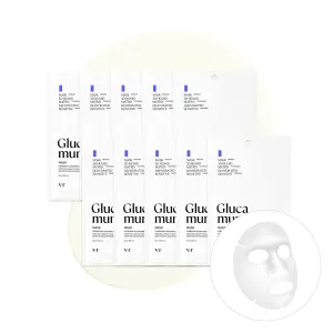 VT COSMETICS Glucamune Mask, Hydrating Vegan Sheet Mask for Face, Hypoallergenic, Fragrance-Free, for Dry & Sensitive Skin, Beta-Glucan, Glucosamine, Glass Skin Glow, Korean Skincare (10 pcs)