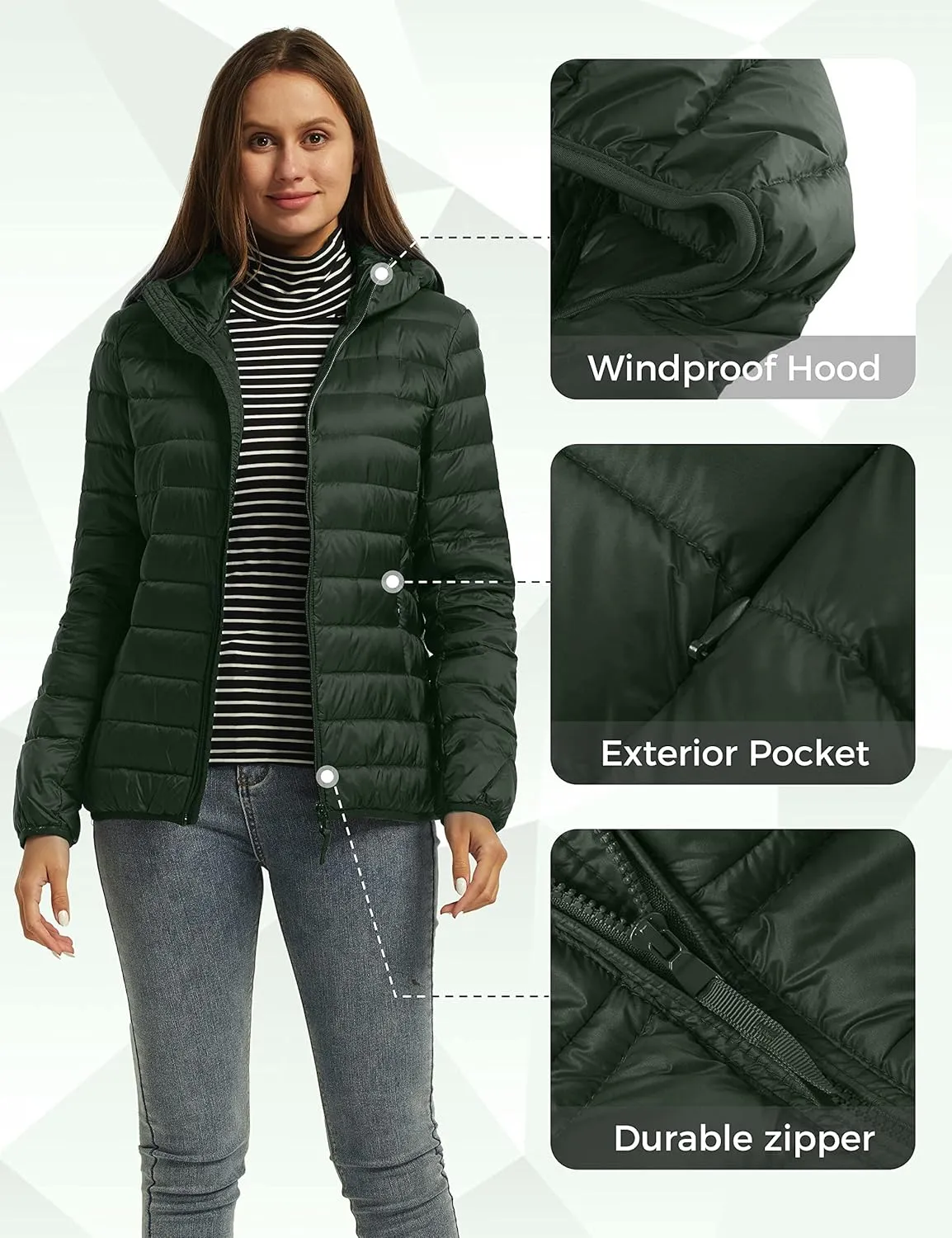 Wantdo Women's Hooded Packable Ultra Light Weight Short Down Jacket