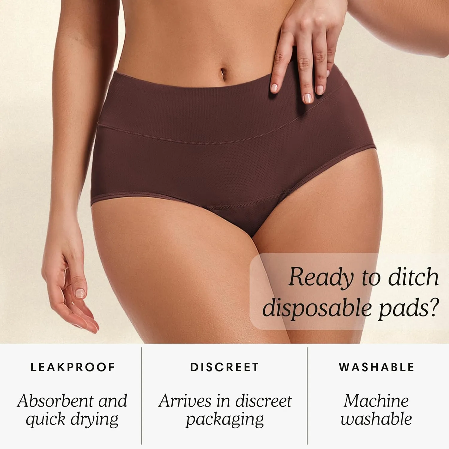 Washable & Reusable Incontinence Underwear for Women Over 60 - Leakproof, Discreet, Absorbent, Machine-Washable Panties (Comfort Plus, S, Pack of 5)