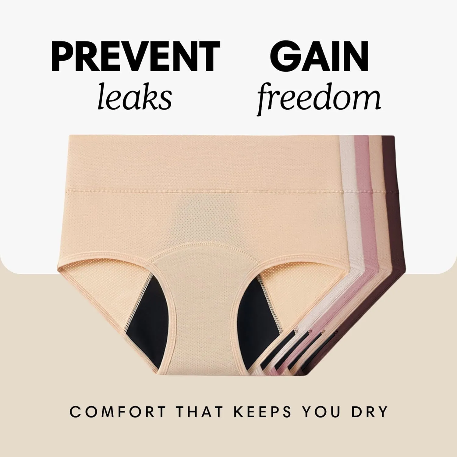 Washable & Reusable Incontinence Underwear for Women Over 60 - Leakproof, Discreet, Absorbent, Machine-Washable Panties (Comfort Plus, S, Pack of 5)