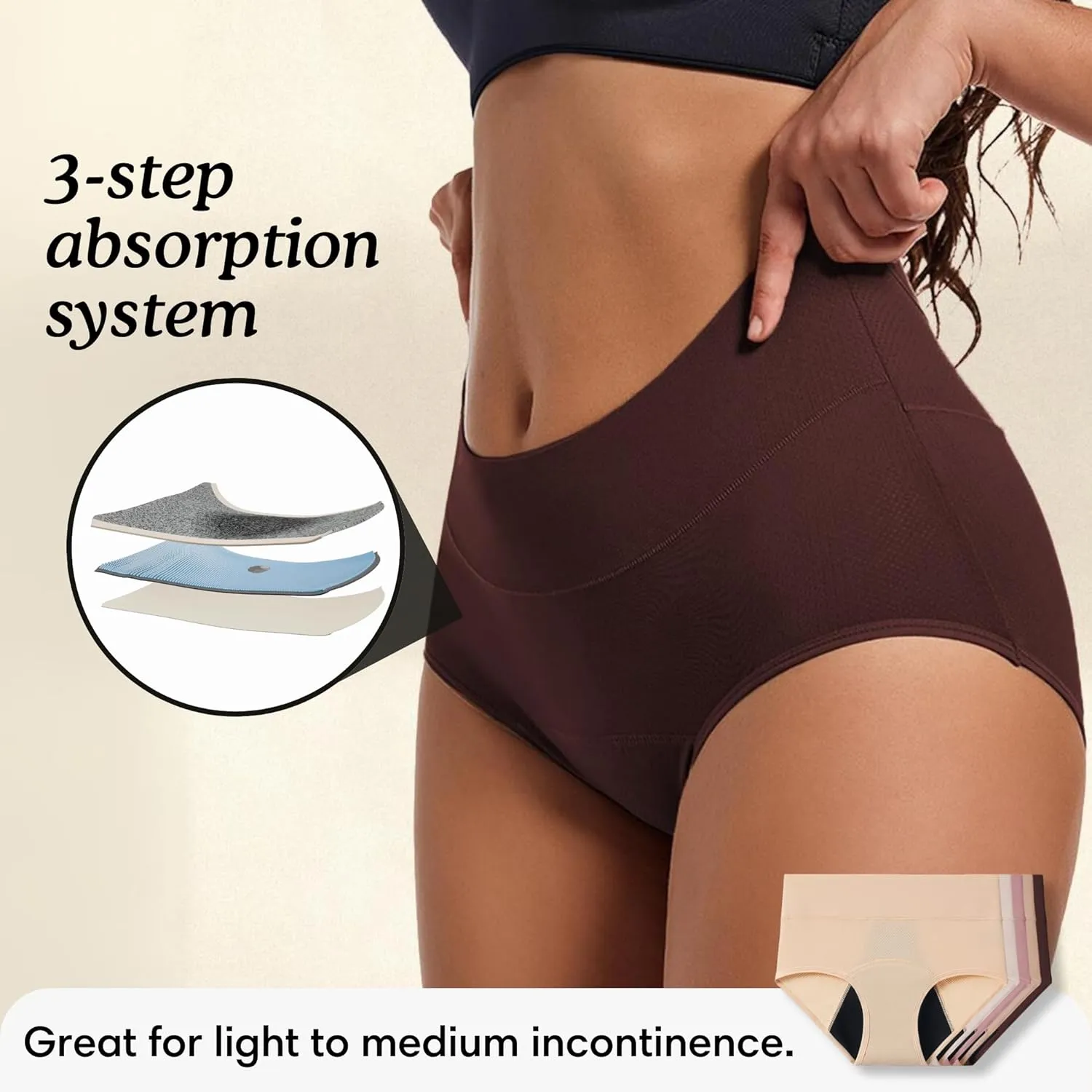 Washable & Reusable Incontinence Underwear for Women Over 60 - Leakproof, Discreet, Absorbent, Machine-Washable Panties (Comfort Plus, S, Pack of 5)
