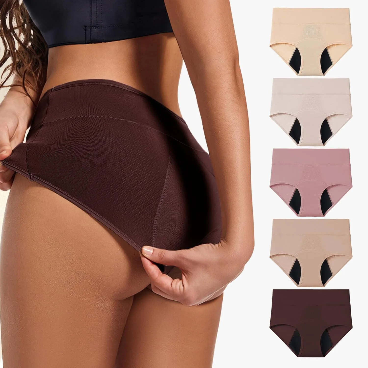 Washable & Reusable Incontinence Underwear for Women Over 60 - Leakproof, Discreet, Absorbent, Machine-Washable Panties (Comfort Plus, S, Pack of 5)