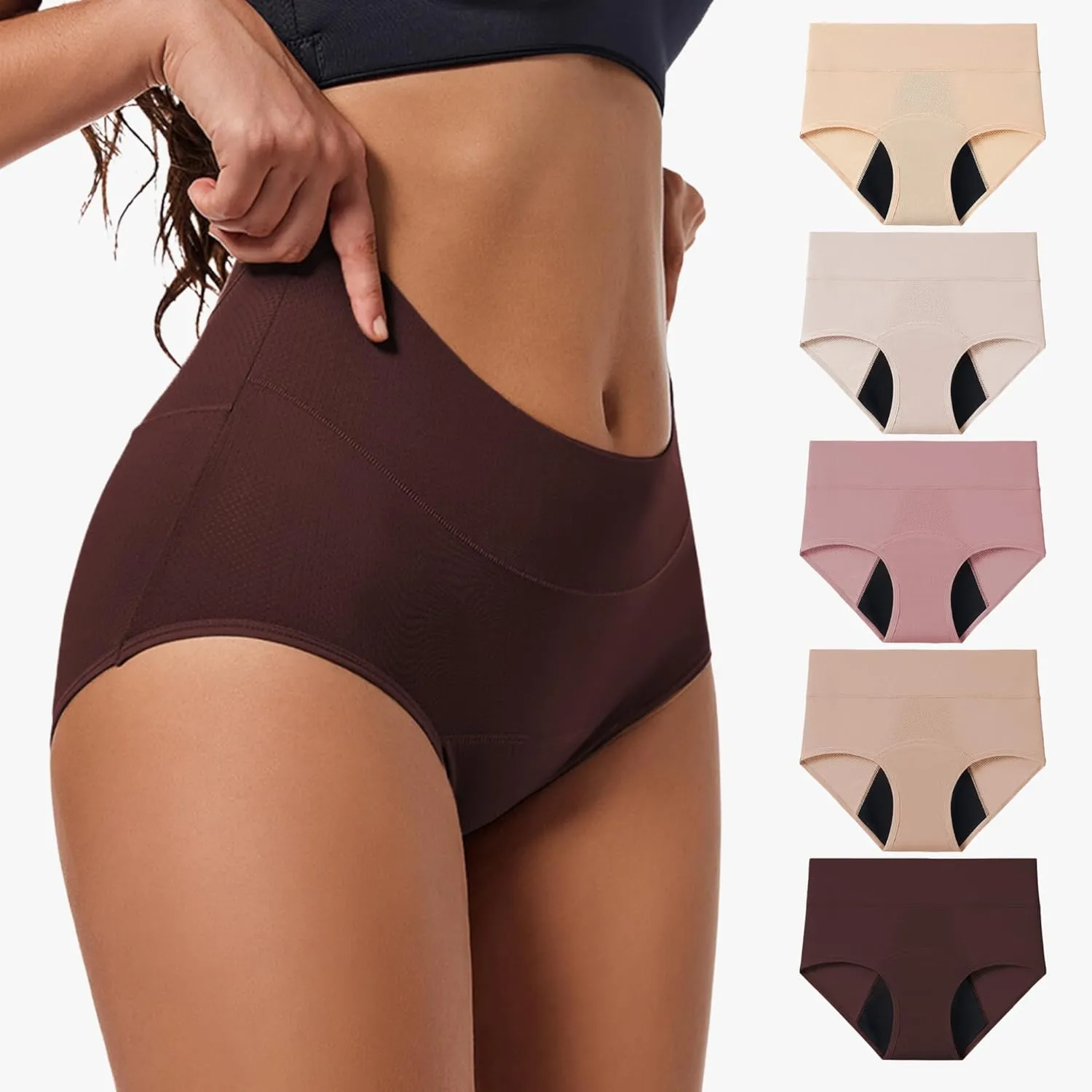 Washable & Reusable Incontinence Underwear for Women Over 60 - Leakproof, Discreet, Absorbent, Machine-Washable Panties (Comfort Plus, S, Pack of 5)