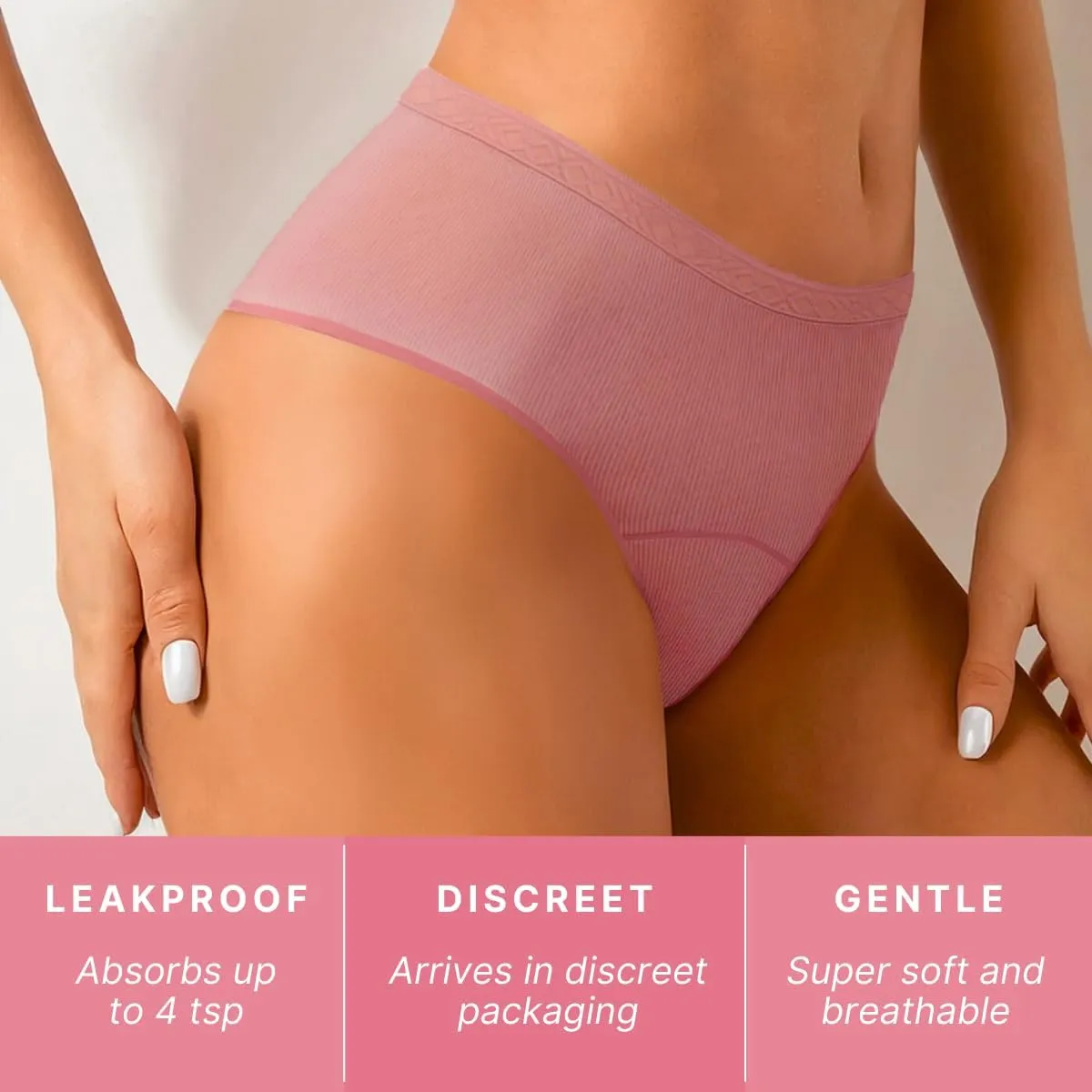 Washable & Reusable Incontinence Underwear for Women Over 60 - Leakproof, Discreet, Absorbent, Machine-Washable Panties (Hipster, M, Pack of 5)