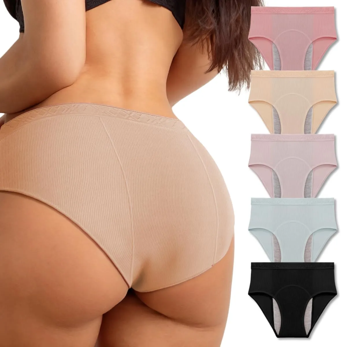 Washable & Reusable Incontinence Underwear for Women Over 60 - Leakproof, Discreet, Absorbent, Machine-Washable Panties (Hipster, M, Pack of 5)