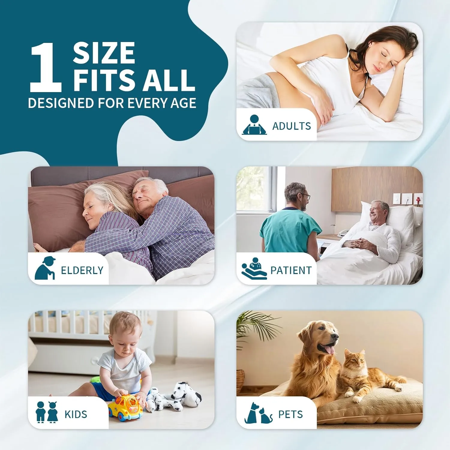 Washable Bed Pads with 6 Sturdy Handles 34”×36” Extra Large Reusable Underpads 4-Layers Leakproof Chucks Pads Washable for Incontinence (2 Pack)