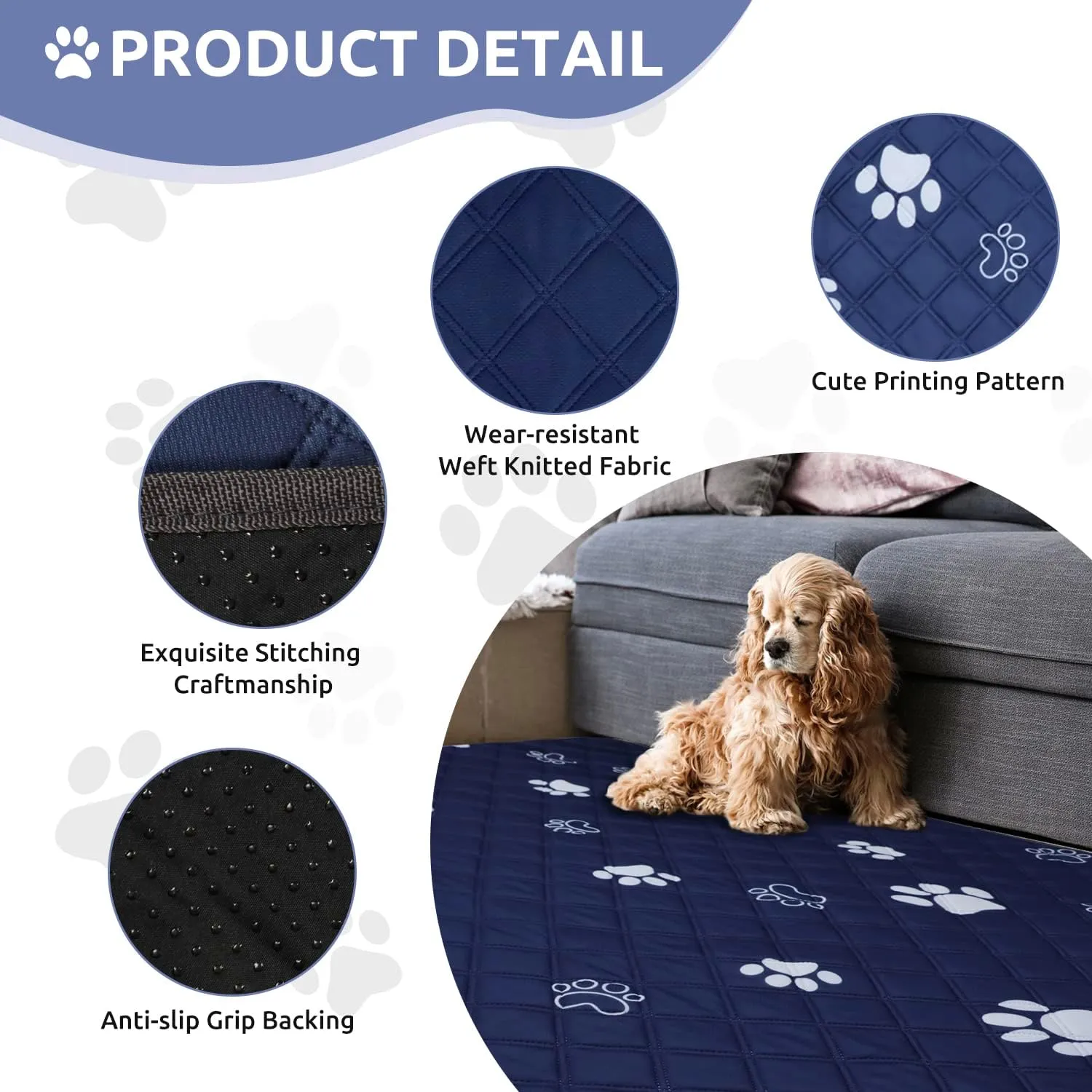 Washable Pee Pads for Dogs Extra Large 1 Pack,72''*72'' Reusable Puppy Pads Pet Training Pads with Great Absorbent,Leakproof Fabric and Non Slip Backing for Potty,Whelping,Floor,Playpen,Crate,Sofa,Car