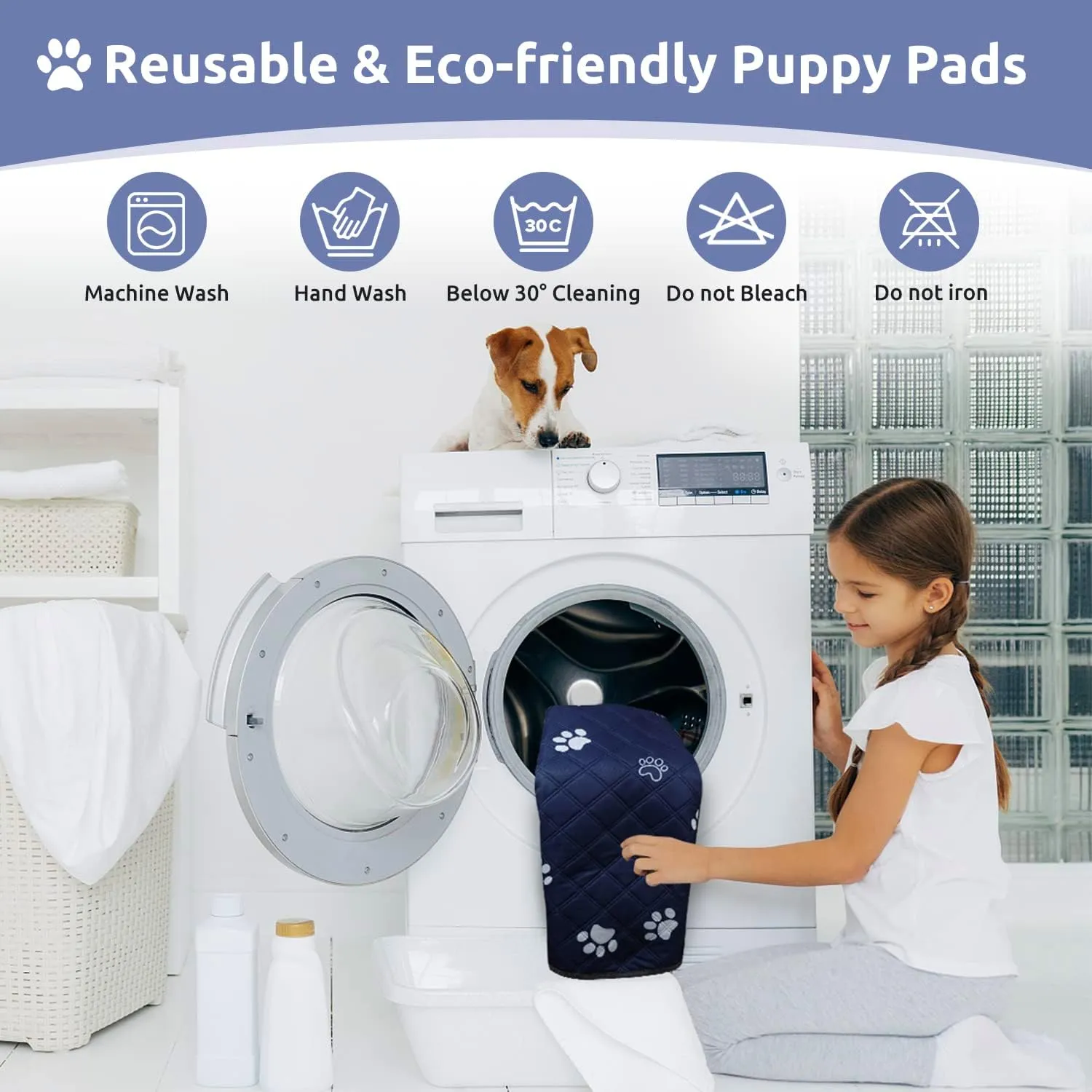 Washable Pee Pads for Dogs Extra Large 1 Pack,72''*72'' Reusable Puppy Pads Pet Training Pads with Great Absorbent,Leakproof Fabric and Non Slip Backing for Potty,Whelping,Floor,Playpen,Crate,Sofa,Car
