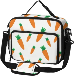 Watercolor Carrots Pattern Lunch Bag Insulated Lunch Tote Shoulder Bag for Men Women Work Travel Picnic
