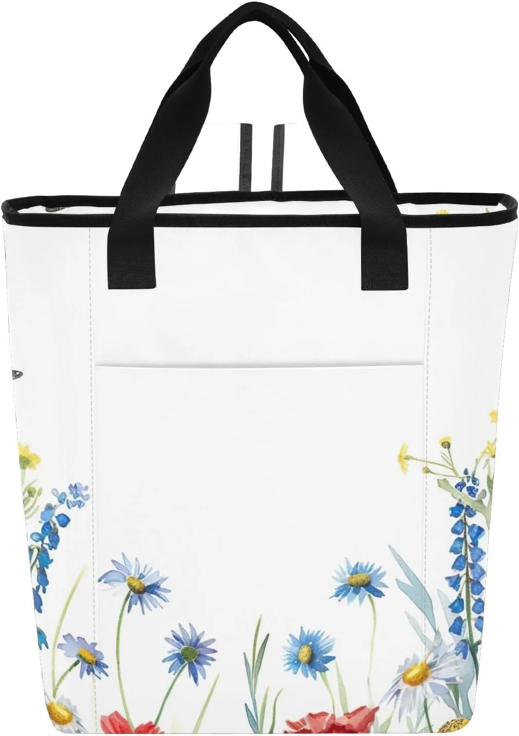 Watercolor Wildflowers Butterflies Cooler Bag 36 Cans Soft Side Coolers Insulated Leakproof Shopping Tote for Groceries
