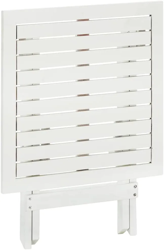 White Acacia Side Table Small Foldable Outdoor Table, Dining, Camping, Portable Furniture for Living, Kitchen, Hallway