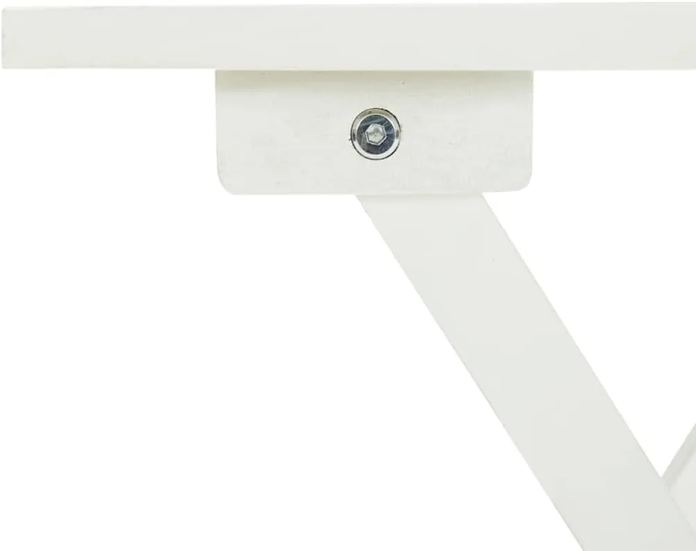 White Acacia Side Table Small Foldable Outdoor Table, Dining, Camping, Portable Furniture for Living, Kitchen, Hallway