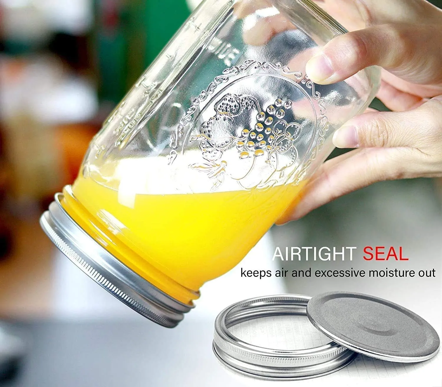 Wide Mouth Mason Jars - 32 oz, 12 Pack Large Glass Jars with Airtight Lids, 1 Quart for Pickling, Canning, Fermenting and Food Storage, Microwave & Dishwasher Safe