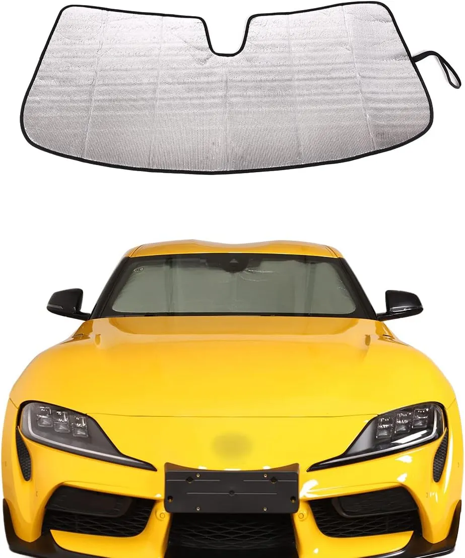 Windshield Sunshade Fit for Toyota Supra GR A90 A91 MK5 2019-2024, Folding Car Sun Shade for Front Window, Auto Sun Protection Visors Blocks UV Rays and Keeps Vehicle Cool