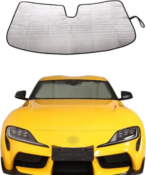 Windshield Sunshade Fit for Toyota Supra GR A90 A91 MK5 2019-2024, Folding Car Sun Shade for Front Window, Auto Sun Protection Visors Blocks UV Rays and Keeps Vehicle Cool