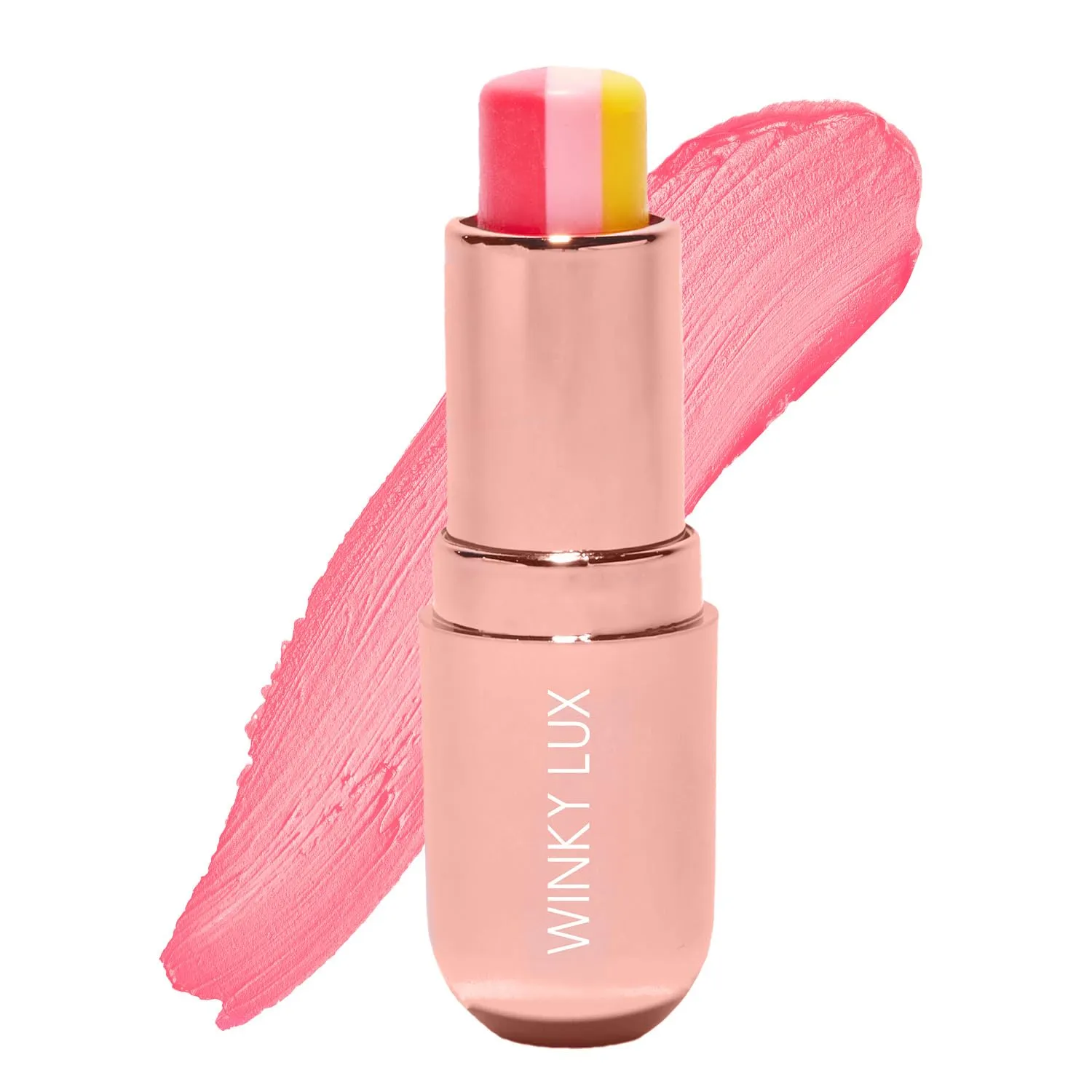 Winky Lux Pink Lemonade Tri Tinted Lip Balm – Hydrating, Nourishing Lip Care with Jojoba Oil & Vitamin E, Sheer Pink Tint, Moisturizes & Softens Dry Lips, Buttery Soft with Juicy Finish