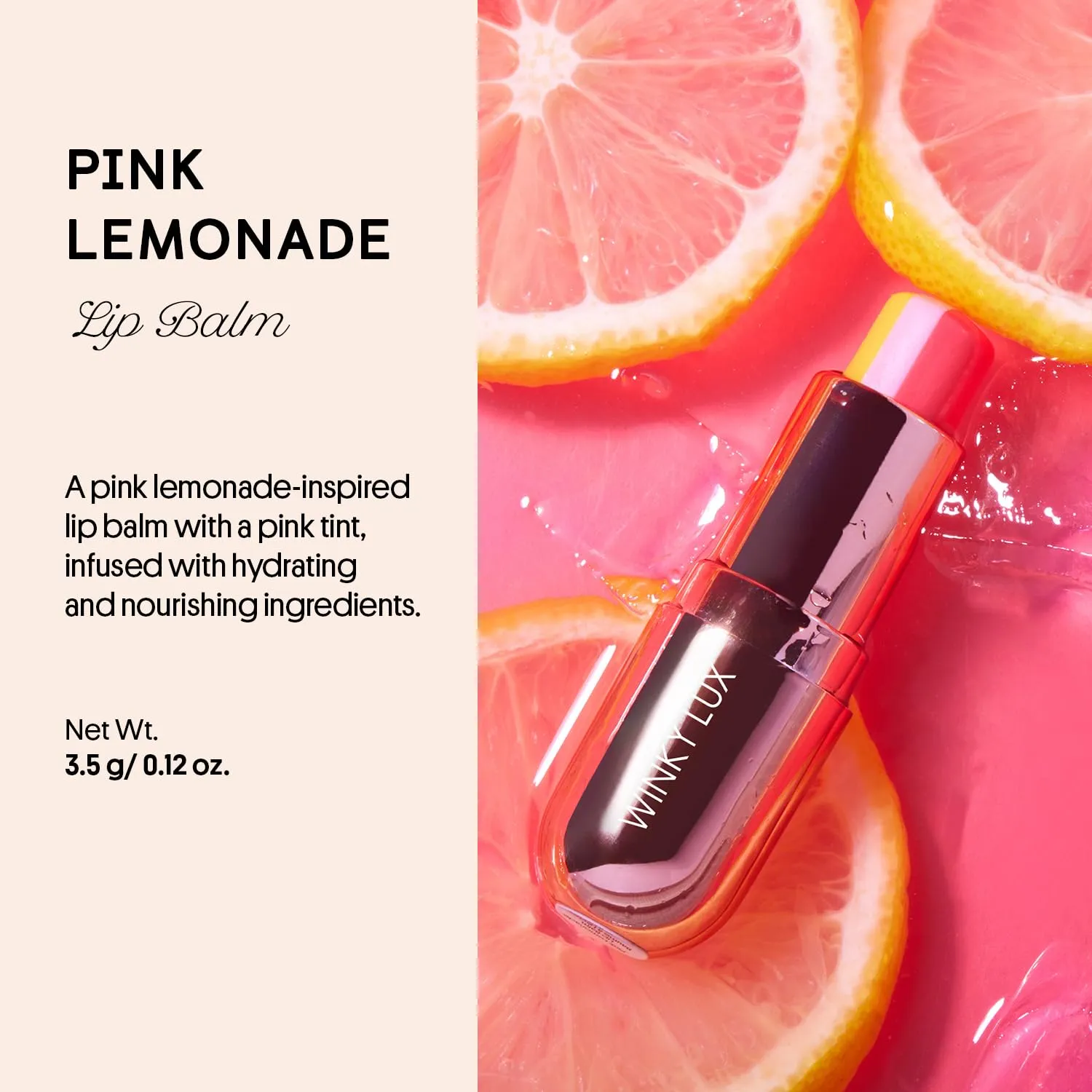 Winky Lux Pink Lemonade Tri Tinted Lip Balm – Hydrating, Nourishing Lip Care with Jojoba Oil & Vitamin E, Sheer Pink Tint, Moisturizes & Softens Dry Lips, Buttery Soft with Juicy Finish