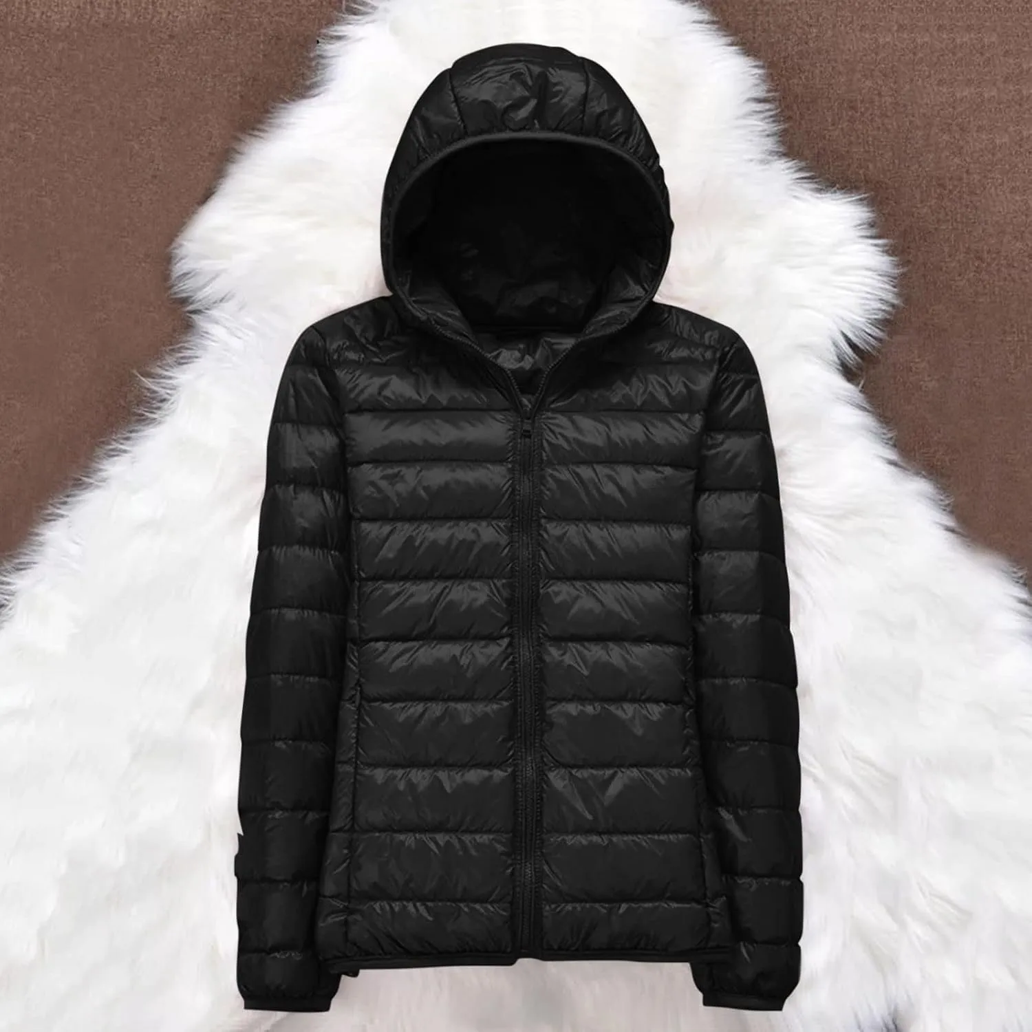 Winter Puffer Coats for Women Womens Lightweight Puffy Jacket Packable Hooded Down Coat Winter Zip Up Outerwear Pocket