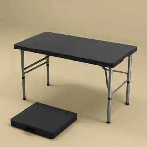 with Height Adjustable, Portable Outdoor Picnic Table Camping Table, Fold in Half Dining Party Table for Backyard Patio Party, BBQ