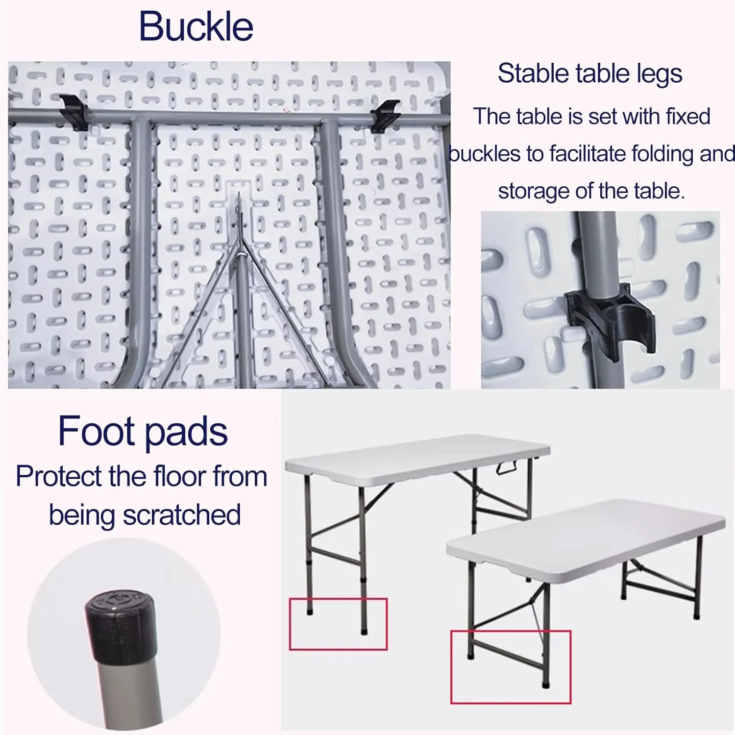 with Height Adjustable, Portable Outdoor Picnic Table Camping Table, Fold in Half Dining Party Table for Backyard Patio Party, BBQ