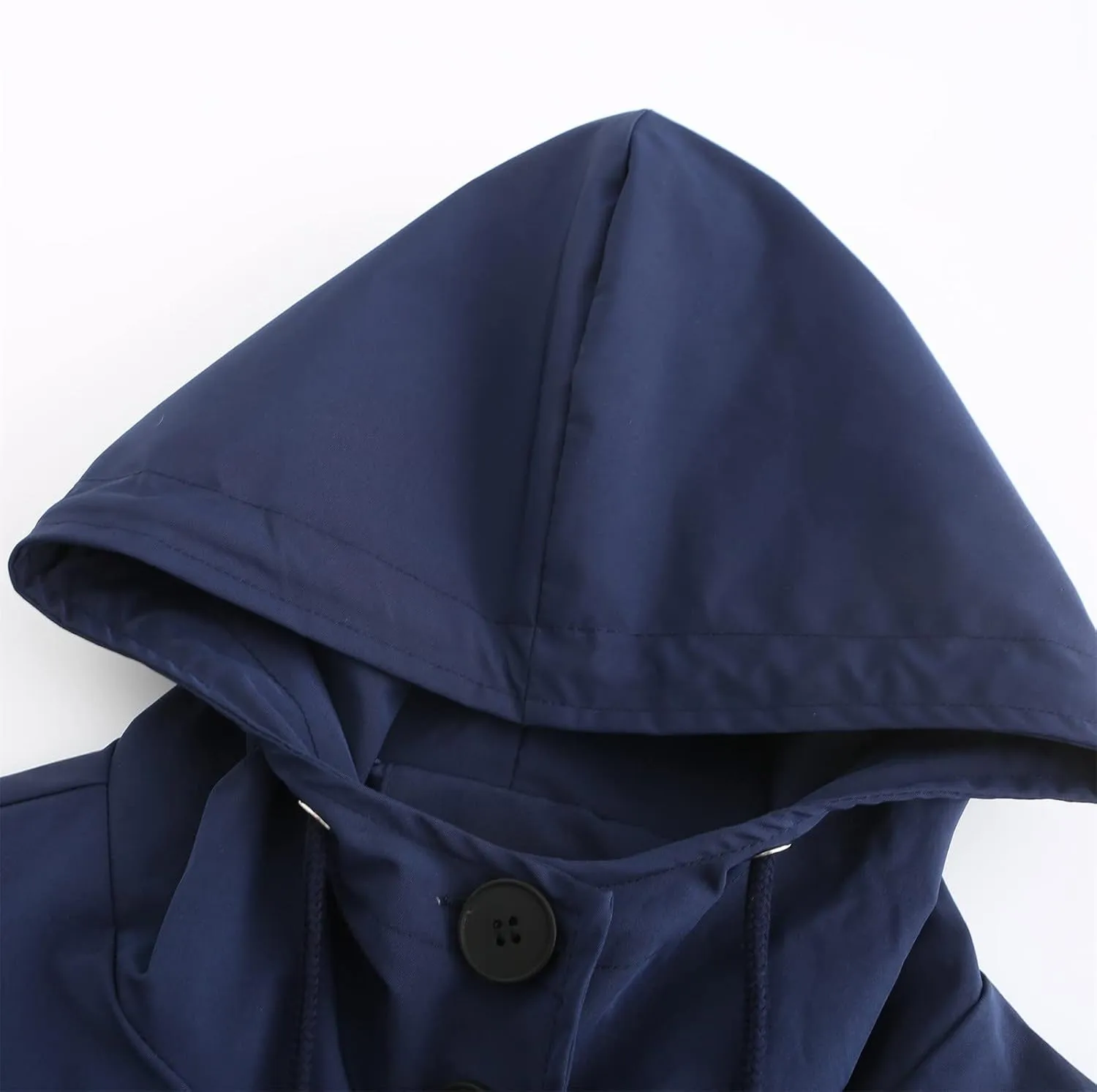 Women Raincoats Hooded with Pockets Waterproof Long Rain Jackets Outdoor Solid Button Down Windbreaker Trench Coats
