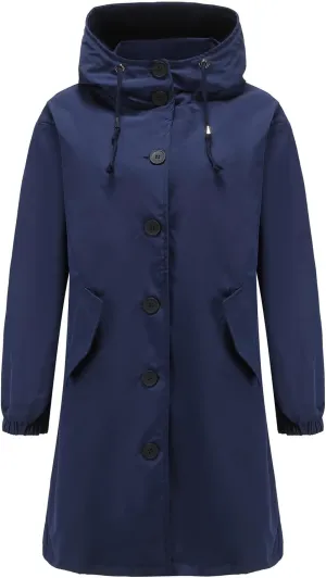 Women Raincoats Hooded with Pockets Waterproof Long Rain Jackets Outdoor Solid Button Down Windbreaker Trench Coats